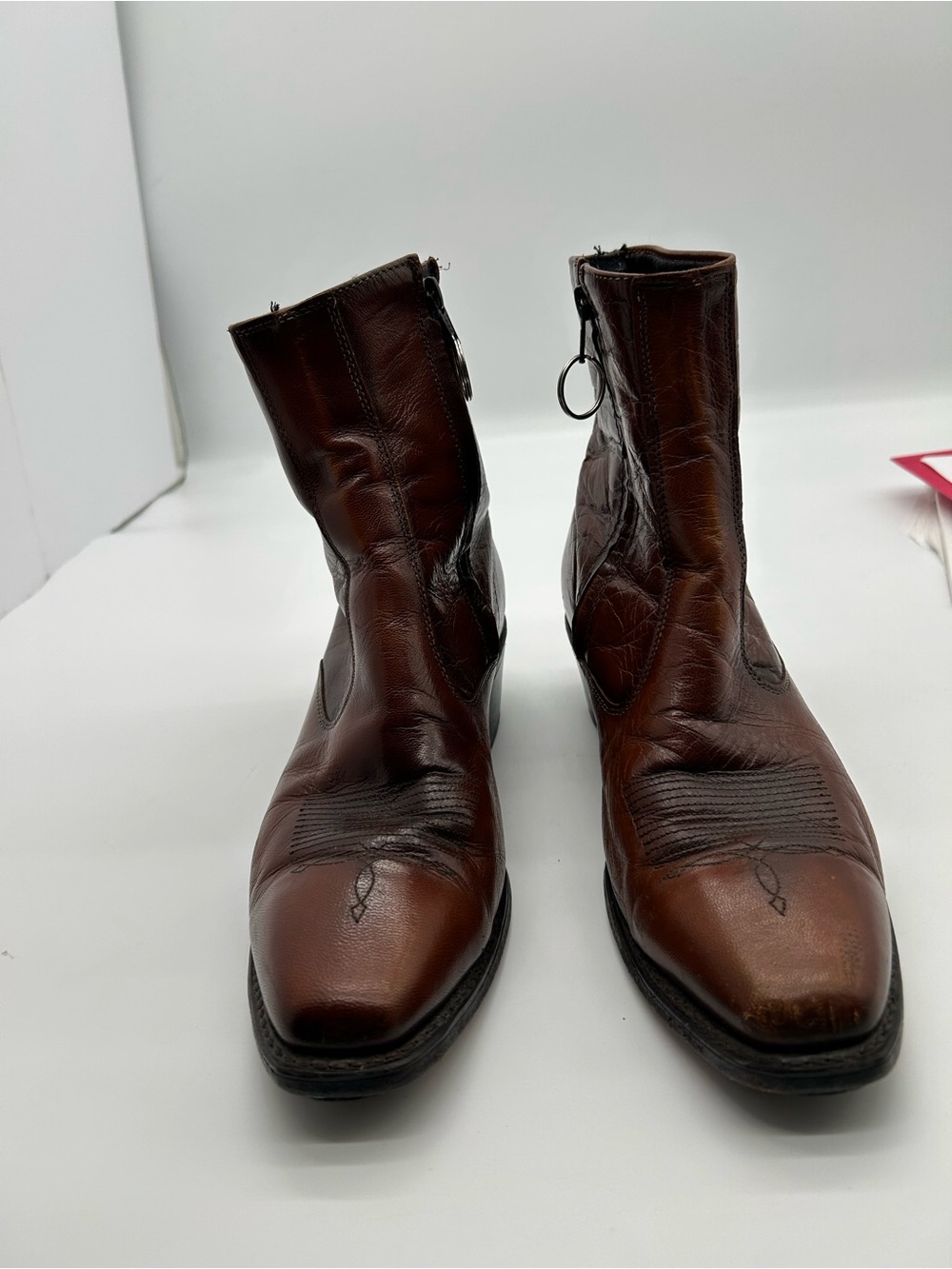 Vintage Men’s Leather Zip Up Western Style Ankle Boots size 9.5
